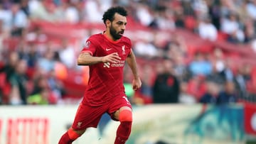 LONDON, ENGLAND - APRIL 16: Mohamed Salah of Liverpool during The Emirates FA Cup Semi-Final match between Manchester City and Liverpool at Wembley Stadium on April 16, 2022 in London, England. (Photo by Mark Leech/Offside/Offside via Getty Images)