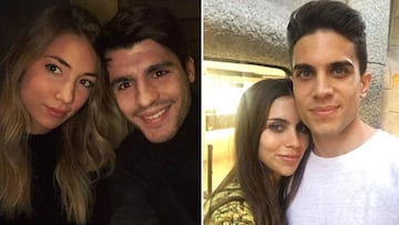 Im&aacute;genes de &Aacute;lvaro Morata con Alice Campello y de Marc Bartra con Melissa Jim&eacute;nez.