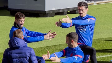 Vrsaljko, Savic y Hermoso, en el entrenamiento del Atl&eacute;tico