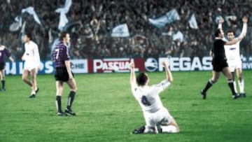 Alegría de los jugadores madridistas tras vencer al Anderlecht (6-1).