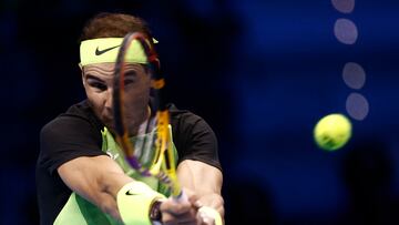 Tennis - ATP Finals Turin - Pala Alpitour, Turin, Italy - November 13, 2022 Spain's Rafael Nadal in action during his group stage match against Taylor Fritz of the U.S. REUTERS/Guglielmo Mangiapane