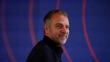 Soccer Football - Champions League - FC Barcelona Press Conference - Ciutat Esportiva Joan Gamper, Barcelona, Spain - April 29, 2025 FC Barcelona coach Hansi Flick after the press conference REUTERS/Albert Gea