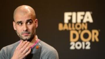 Josep Guardiola, durante la Gala del Bal&oacute;n de Oro.