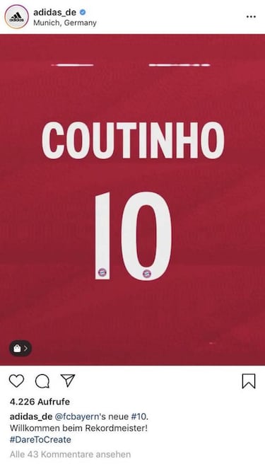 Coutinho está en Múnich para pasar el reconocimiento médico