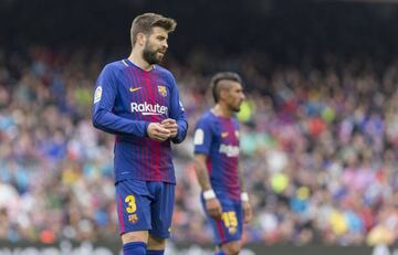 FC Barcelona defender Gerard Pique (3) during the match between FC Barcelona against Valencia CF, for the round 32 of the Liga Santander, played at Camp Nou Stadium on 14th April 2018 in Barcelona, Spain.