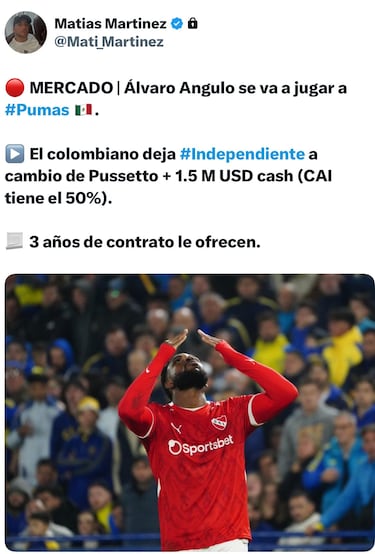 Pumas cierra operación Angulo-Pussetto
