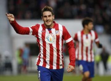 Koke celebra el 0-1.