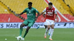 La Equidad e Independiente Santa Fe en un partido de la Liga BetPlay