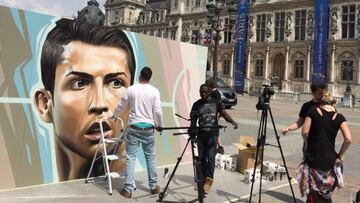 El grafitero espa&ntilde;ol Belin retrata a Cristiano.