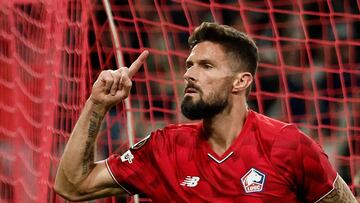 Giroud celebra el gol de la victoria contra el Brann.