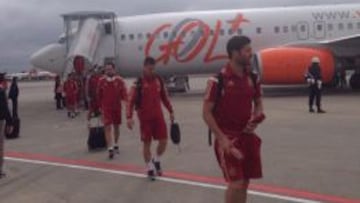 Los jugadores, en su llegada a Curitiba.