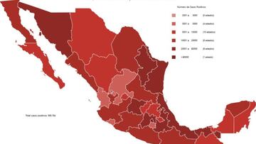 Mapa y casos de coronavirus en México por estados hoy 24 de agosto
