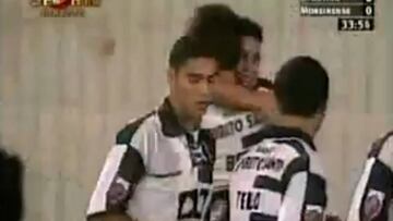 Cristiano Ronaldo celebró con Tello su primer gol en Sporting