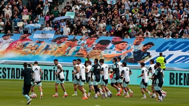 Los jugadores de Argentina durante el entrenamiento. 
