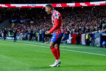 El jugador del Atltico de Madrid, Samu Lino, celebra el 1-0 al Mallorca. 