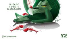 El cartón de Moskabrown: El León come Tiburón en casa