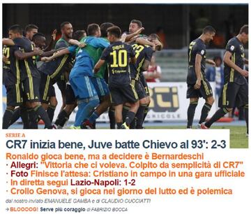 El titular de La Repubblica tras el primer partido de Cristiano Ronaldo en la Juventus.