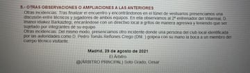 Acta de Soto Grado en el Atltico-Villarreal.