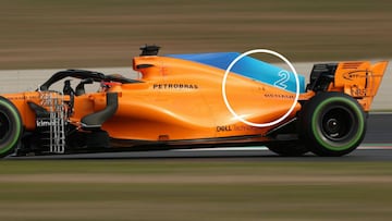 Las marcas que evidenciaron los problemas del McLaren durante los test de Barcelona.