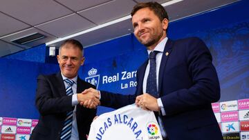 Lalo Arantegui presenta a Lucas Alcaraz como nuevo técnico del Zaragoza.