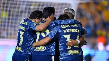 Alejandro Zendejas celebrates goal 1-3 of America of America during the 5th round match between Tigres UANL and America as part of the Liga BBVA MX, Torneo Apertura 2025 at Universitario Stadium, on August 16, 2025 in Monterrey, Nuevo Leon, Mexico.