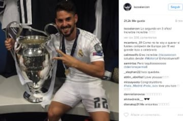 La celebración de los jugadores del Real Madrid en las redes sociales