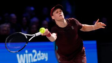 Tennis - ATP 500 - Vienna Open - Wiener Stadthalle, Vienna, Austria - October 26, 2025 Italy's Jannik Sinner in action during the final against Germany's Alexander Zverev REUTERS/Lisa Leutner
