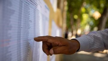 BUENOS AIRES, ARGENTINA - NOVEMBER 14: Detail of a voter looking for his name in a list before casting his ballot at a polling station during the midterm elections at Juan C. Lafinur school on November 14, 2021 in Buenos Aires, Argentina. After losing in most of the districts in the primary elections held on September 12, ruling party seeks to reverse the results. (Photo by Tomas Cuesta/Getty Images)