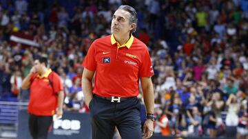 Sergio Scariolo, tras el partido entre España y Letonia.