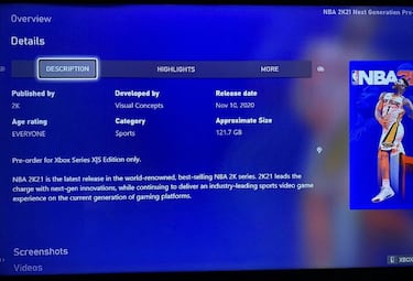 NBA 2K21 ocupará 121.7 GB en Xbox Series X y 101 GB en Series S