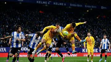 13/02/22 PARTIDO PRIMERA DIVISION
Espanyol v FC Barcelona
Ronald Araujo (4) FC Barcelona
Raul de Tomas (11) RCD Espanyol
Gerard Pique (3) FC Barcelona