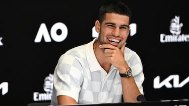 Alcaraz, durante la rueda de prensa del torneo.