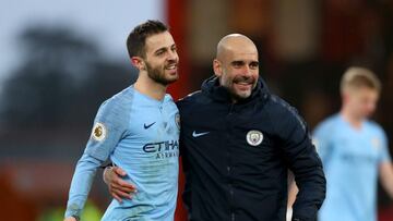 Bernardo Silva y Pep Guardiola