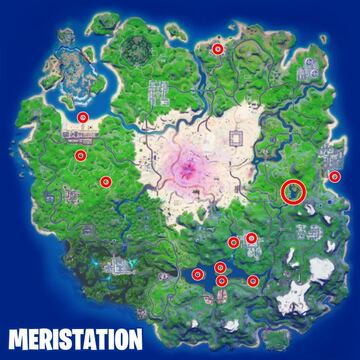 Varias de las ubicaciones del mapa en las que encontraremos cañas de pescar