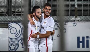 Sevilla's Pablo Sarabia celebrates