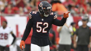 El linebacker Khalil Mack es uno de los cuatro jugadores que fueron descartados por el head coach Matt Nagy para enfrentar a los Pittsburgh Steelers.