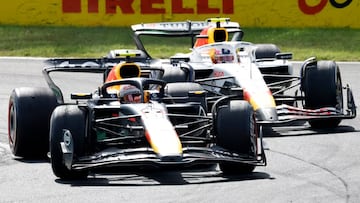 Yuki Tsunoda peleando con Liam Lawson en el GP de Italia