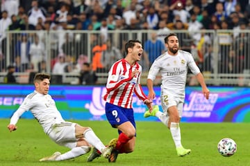 Fede Valverde was shown the red card after a professional foul on Álvaro Morata who was through on goal.