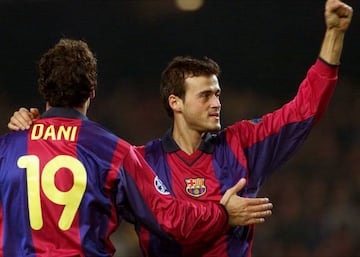 Luis Enrique con el Barcelona en Champions.