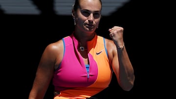 Aryna Sabalenka celebra su triunfo ante Victoria Mboko.