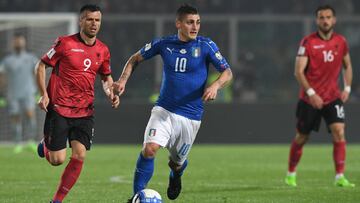 Marco Verratti jugando contra Albania. 