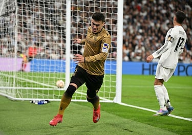 0-1. Peina de cabeza Pablo Marín superando a Lucas Vázquez, deja toda la banda para la carrera de Ander Barrenetxea que en el mano a mano, bate a Andriy Lunin con disparo raso, por debajo de las piernas.