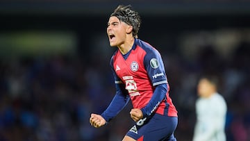 Luka Romero celebrates his goal 1-1 of Cruz Azul during the 16th round match between Cruz Azul and Leon as part of the Liga BBVA MX, Torneo Clausura 2025 at Olimpico Universitario Stadium, on April 15, 2025 in Mexico City, Mexico.