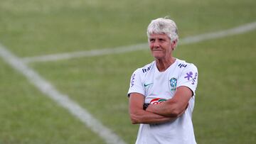 Pia Sundhage en un entrenamiento de la Selección de Brasil.