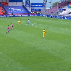 Dos errores garrafales: primero el portero y luego el defensa...