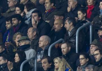 Pep Guardiola y Manel Estiarte en la grda del Camp Nou.