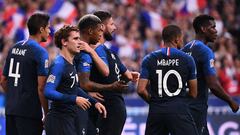 Francia celebra el gol de la victoria de Griezmann.