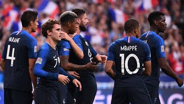 Francia celebra el gol de la victoria de Griezmann.