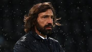 Juventus' Italian coach Andrea Pirlo looks on during the Italian Serie A football match between Udinese and Juventus at the Dacia Arena Stadium in Udine, on May 2, 2021. (Photo by MARCO BERTORELLO / AFP)