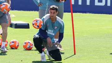 Musso, en el entrenamiento del Atlético.